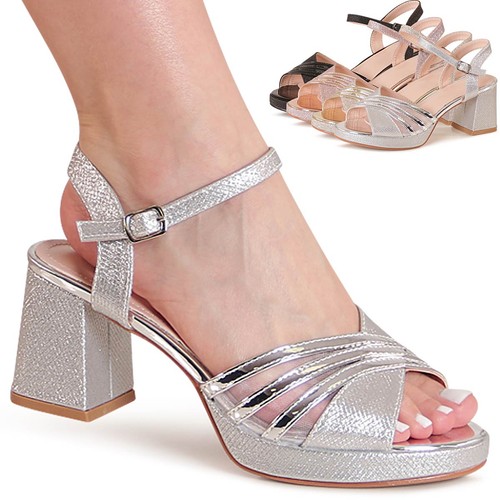Damen glitzer sandaletten - glitzer,